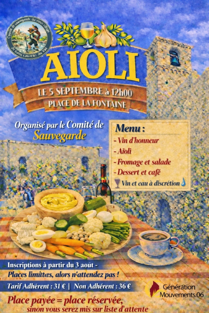 inscriptions Aioli ouvertes à compter du 03 Aout